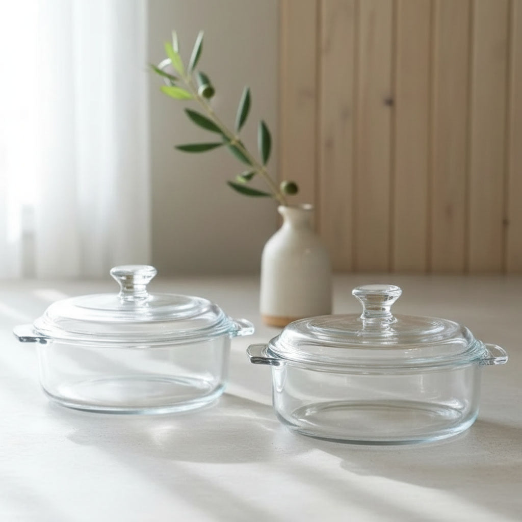 Brut et Belle "Clarté" Artisan Glass Cocotte Duo (Set of 2)