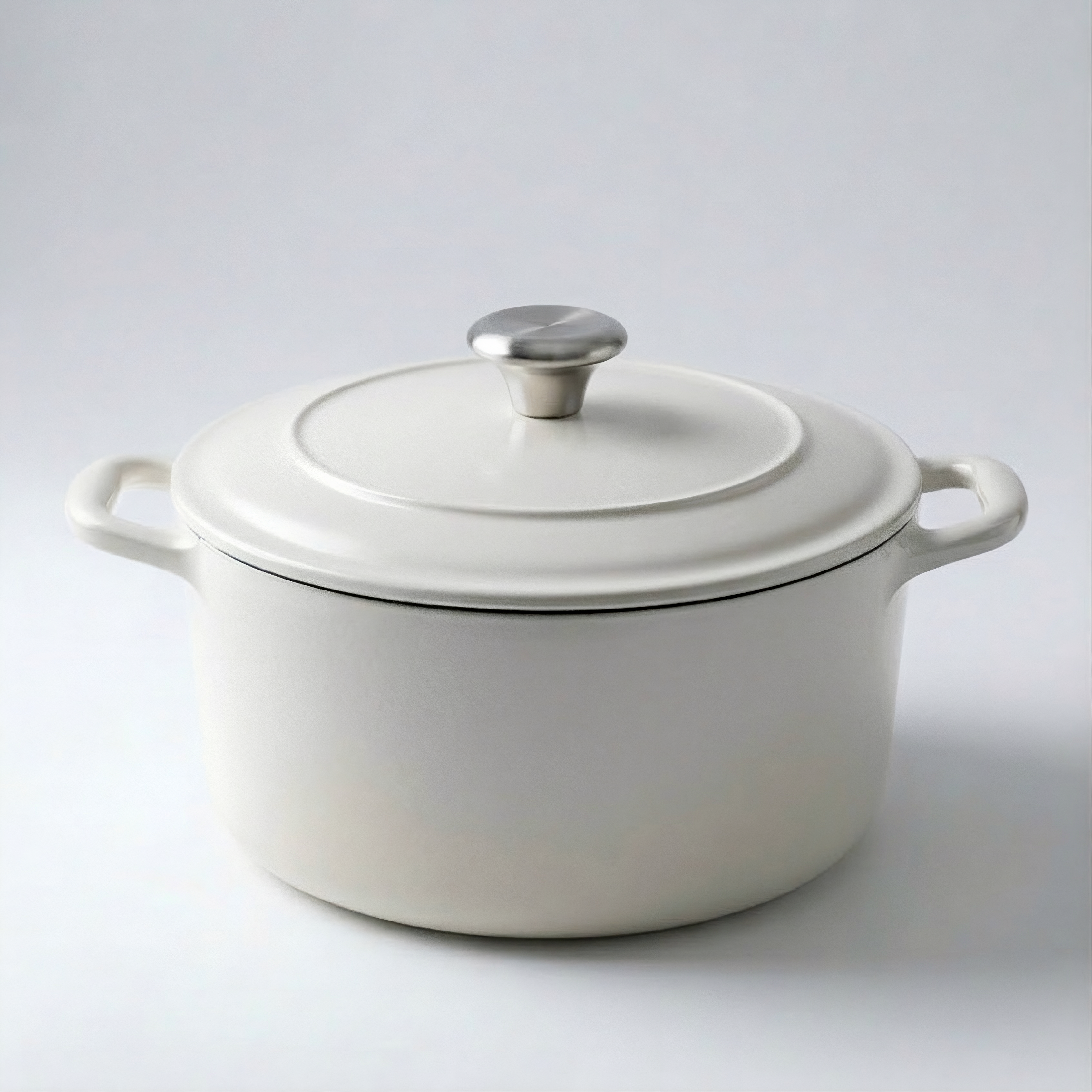 Brut et Belle "Tramontina" 5.5qt Enameled White Beige Cast Iron Dutch Oven