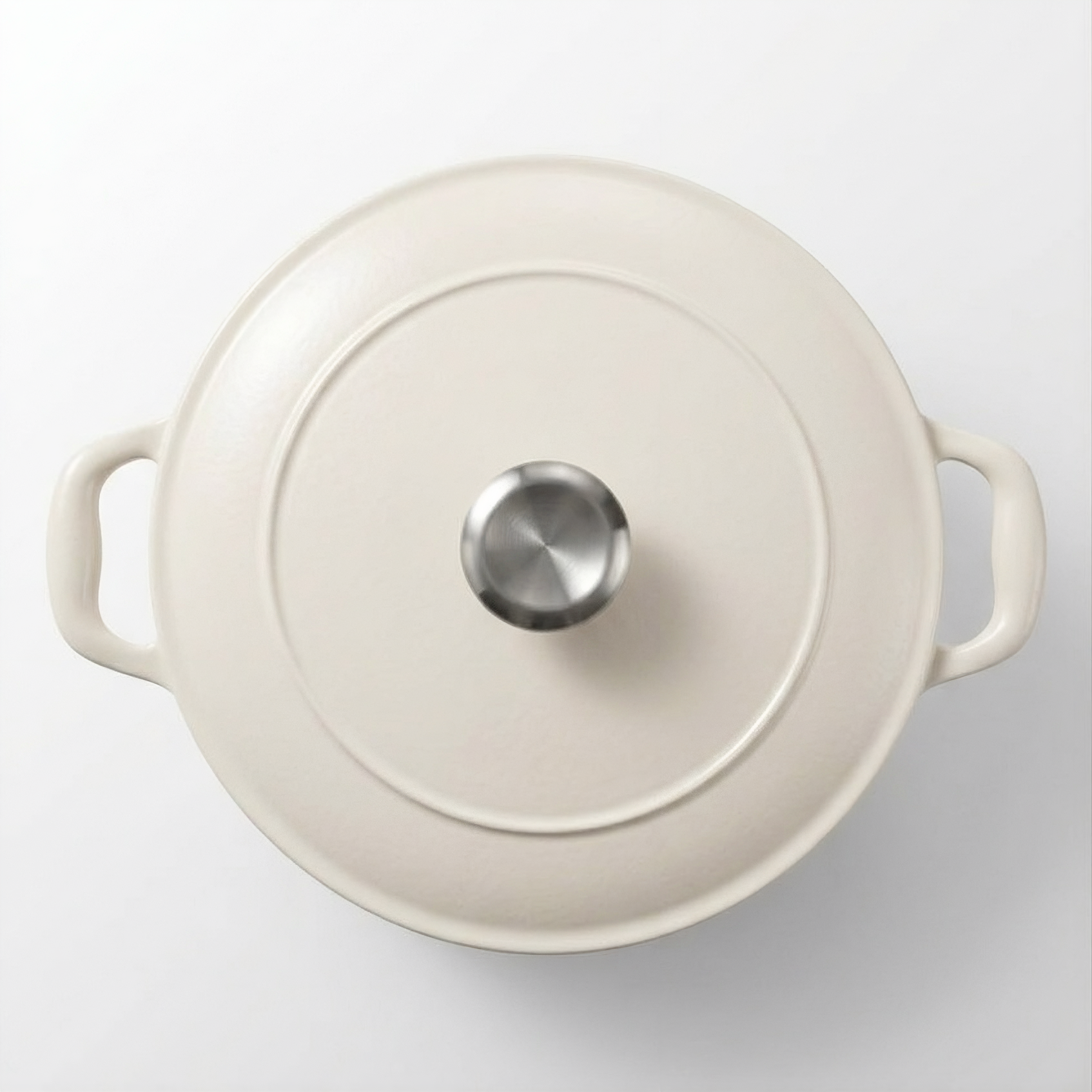 Brut et Belle "Tramontina" 5.5qt Enameled White Beige Cast Iron Dutch Oven