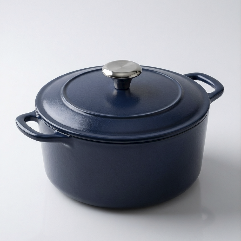 Brut et Belle "Tramontina" 5.5qt Enameled Dark Blue Cast Iron Dutch Oven