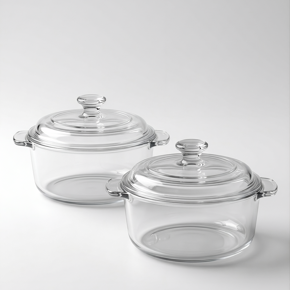 Brut et Belle "Clarté" Artisan Glass Cocotte Duo (Set of 2)